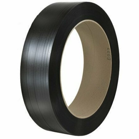 BSC PREFERRED 5/8'' x 1800' - 16 x 3'' Core Polyester Strapping, Black - Smooth - 3600' S-1656